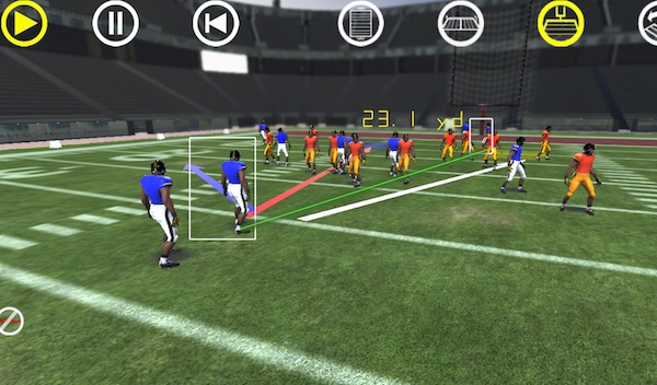 Football 3D behind QB view